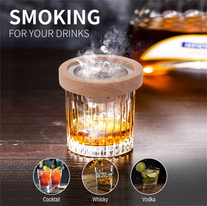 Whiskey Bourbon Drinking Cocktail Smoking Infuser Kit Wood Chips Cocktail Smoker Kit with Torch2.JPG